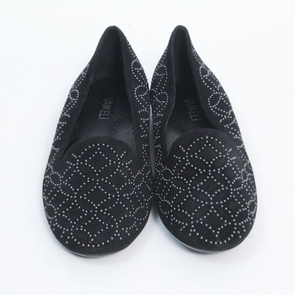 Vaneli Women's Black Sagar Suede Closed Toe Slip-On Comfort Loafer Shoes Size 8M